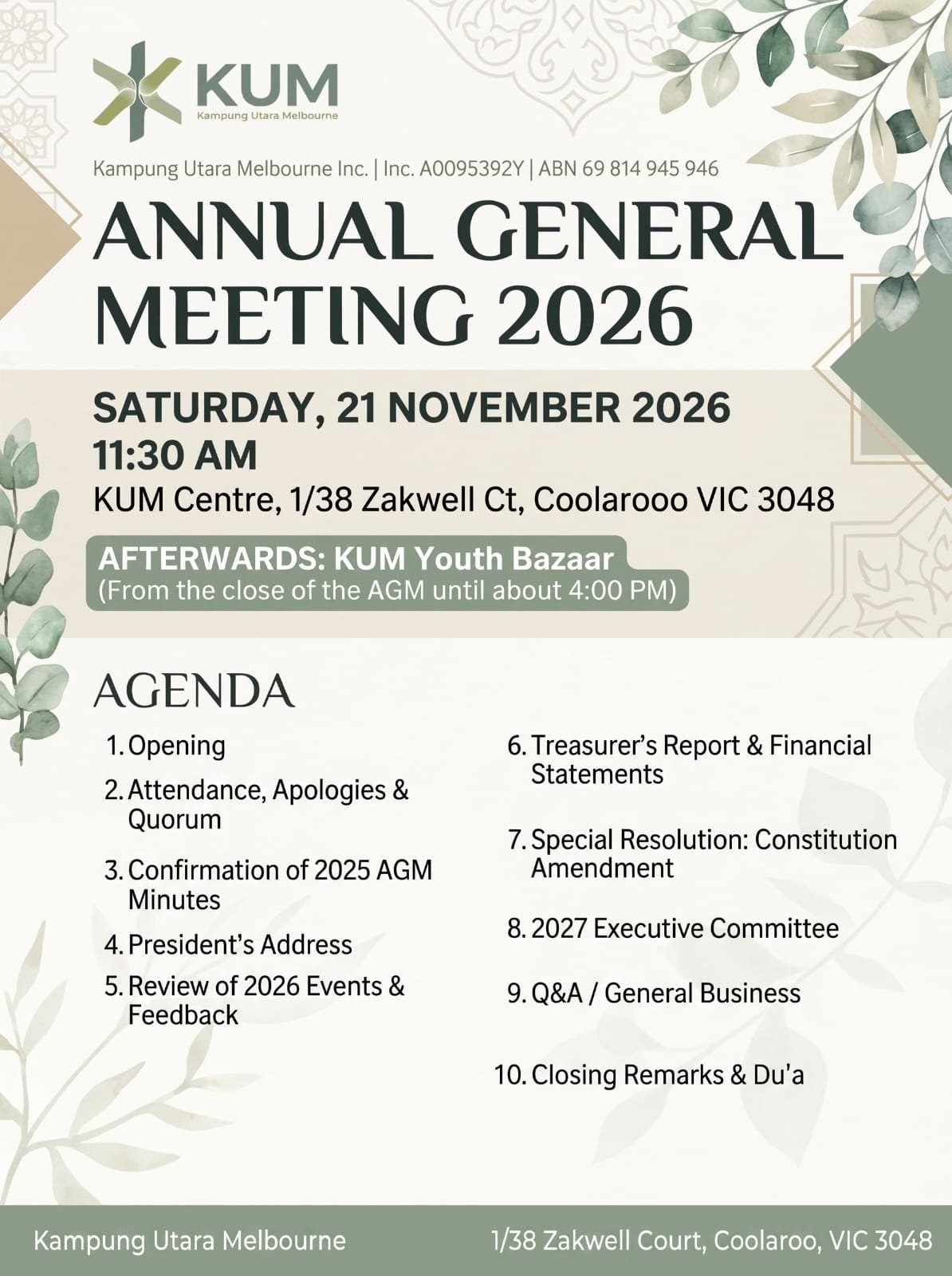 KUM Annual General Meeting 2026 and Youth Bazaar