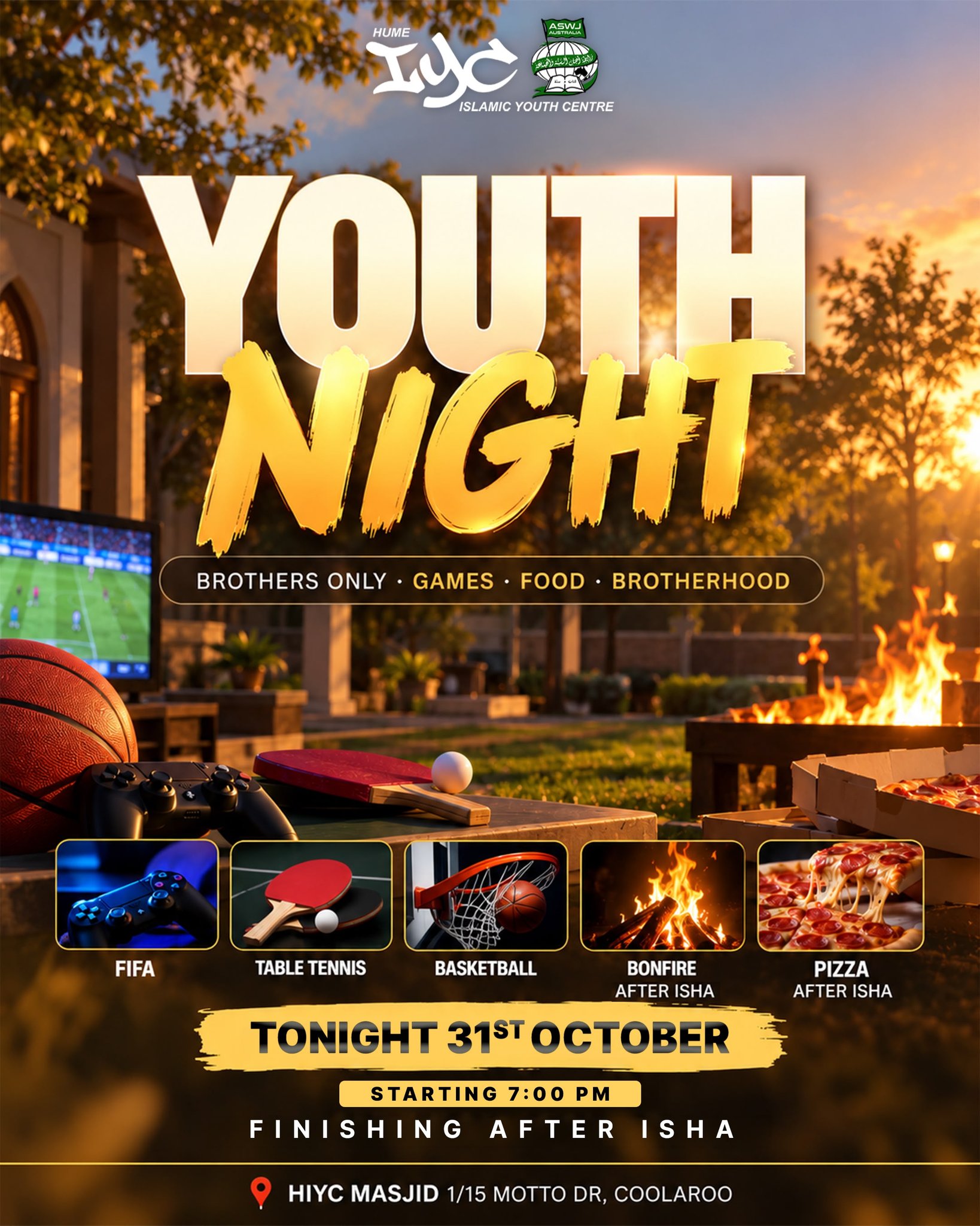 HIYC Brothers Youth Night with Bonfire and Pizza