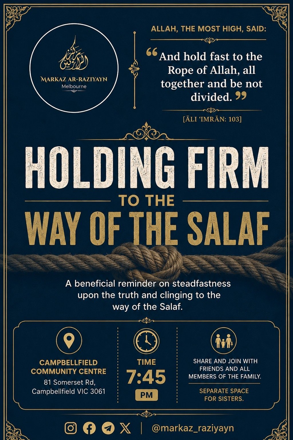 Holding Firm to the WAY of the Salaf
